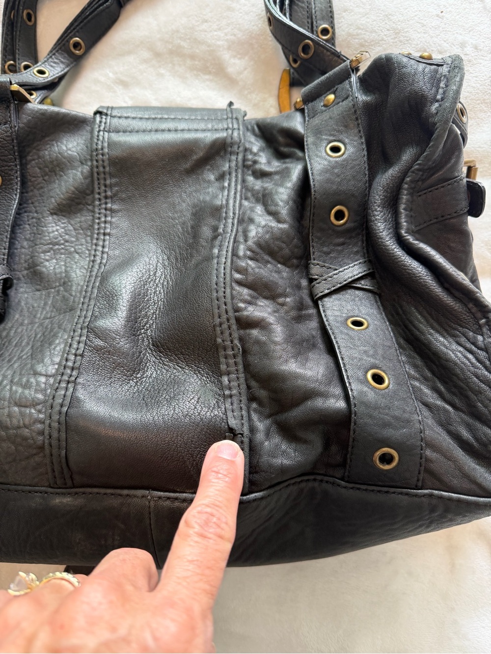 Vintage Betsey Johnson Black Shoulder Bag with Gold Hardware and Stud Accents - Picture 7 of 16